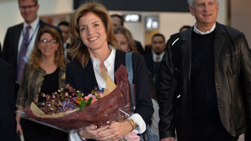 Newly appointed US Ambassador to Japan Caroline Kennedy, accompanied by her husband Edwin Schlossberg (R), arrives in Japan at the Narita International Airport in Narita, east of Tokyo on November 15, 2013. The daughter of slain US President John F. Kennedy is expecting to present her credentials to Emperor Akihito at the Imperial Palace next week, starting her formal duties as envoy. AFP PHOTO / POOL / Yoshikazu TSUNOYOSHIKAZU TSUNO/AFP/Getty Images