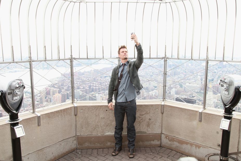 Actor Josh Duhamel takes a selfie at the Empire State Building in New York City.