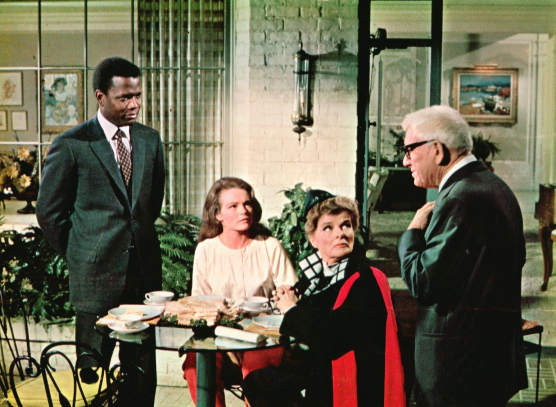 Sidney Poitier, Katharine Houghton, Katharine Hepburn, Spencer Tracy in 'Guess Who's Coming to Dinner,' 1967