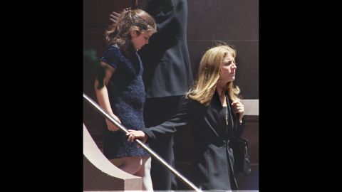 Kennedy and her daughter Tatiana leave church in 1999 after a memorial Mass for her brother and his wife, Carolyn Bessette Kennedy. The couple died in a plane crash. <a href="http://www.cnn.com/2012/05/16/politics/gallery/kennedy-tragedies/index.html" target="_blank">Take a look at other Kennedy family tragedies.</a>