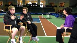 CNN's Christiane Amanpour interviews Billie Jean King and Elton John in Orlando, Florida on November 17, 2013.