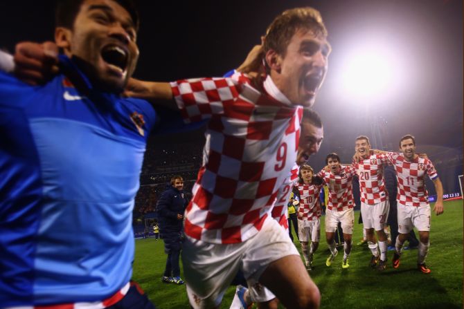 Even though Mandzukic is likely to miss Croatia's opening World Cup match, nothing could disguise the team's deilght at reaching their first World Cup since 2006. 