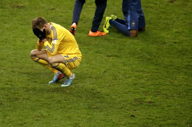 Ukraine winger Andriy Yarmolenko faces up to the fact that all the hard work in a lengthy qualifying campaign has come to nothing. 