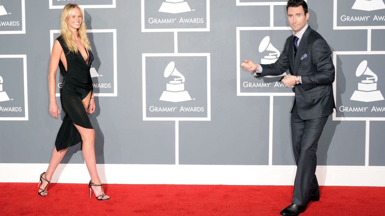 Levine and Vyalitsina arrive at the 54th annual Grammy Awards in Los Angeles in 2012.