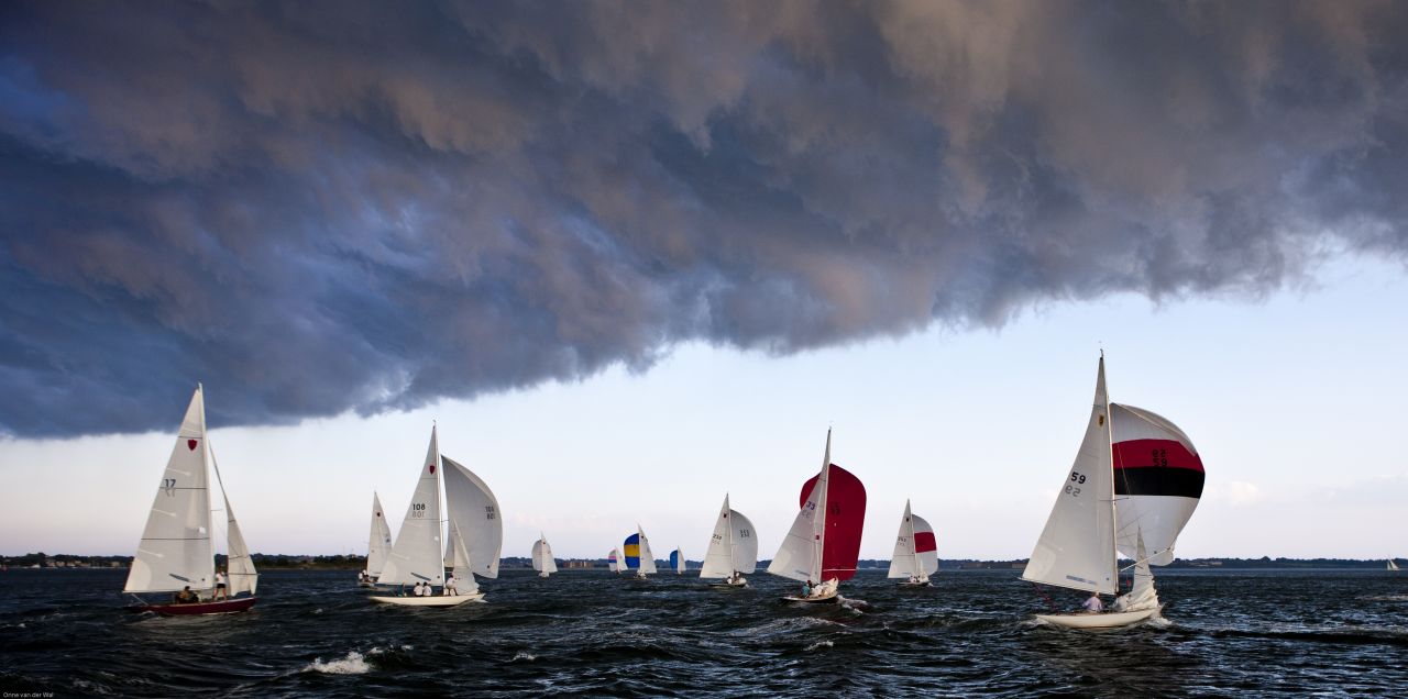 Newport's active Shields Fleet races every Wednesday throughout the spring, summer and fall, and isn't afraid of a little storm front rolling in over the fleet. 