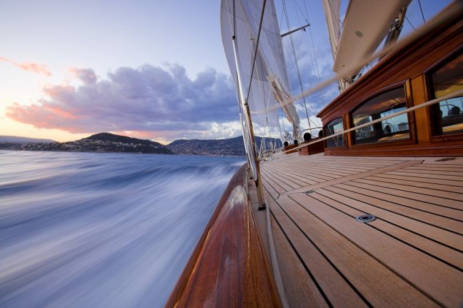 Another of his shots shows the rail of the beautiful 43-meter yacht, Skylge, as she sails towards the French Riviera in late summer. 