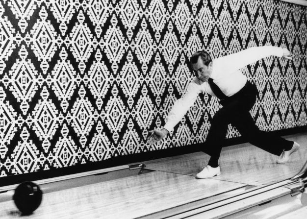 Richard Nixon and first lady Pat Nixon both liked to bowl. The Nixons were responsible for moving <a href="http://www.whitehousemuseum.org/floor0/bowling-alley.htm" target="_blank" target="_blank">the White House bowling alley back into the Executive Mansion</a> after it had been relocated years earlier to a nearby building.