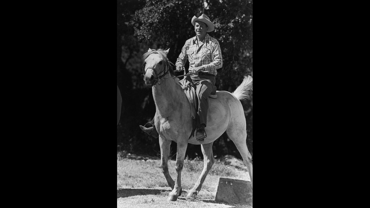 Ronald Reagan enjoyed riding horses at his ranch near Santa Barbara, California.