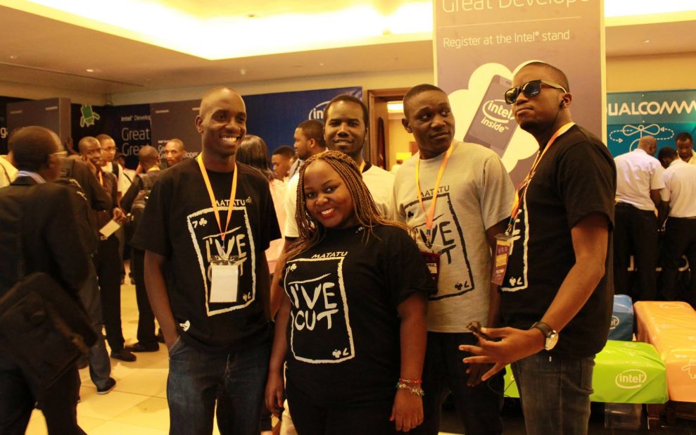 The Kola Studios team, from left to right: Daniel Okalany (Lead Programmer), Karungi Terry (Production Lead), Guy Acellam (Windows programmer), Onono Jasper (Engine Programmer), Anthony Mwebaze (Lawyer), 