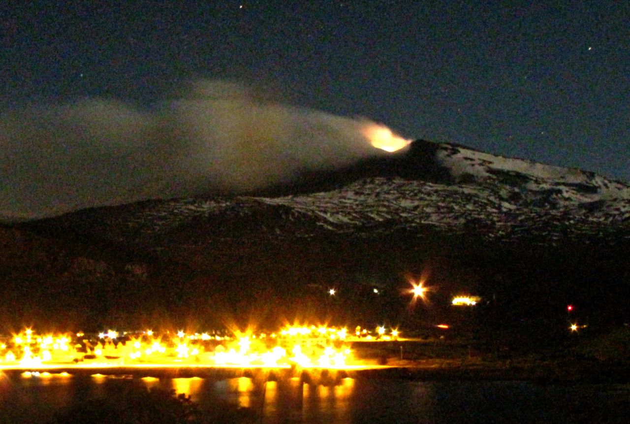 The Copahue volcano emits smoke and ash above Caviahue, in Argentina's Neuquen province, in December 2012.