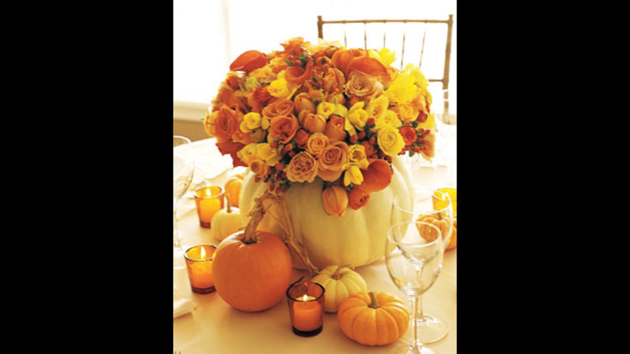 Great pumpkins: Orange blooms complement the shades of fall pumpkins.