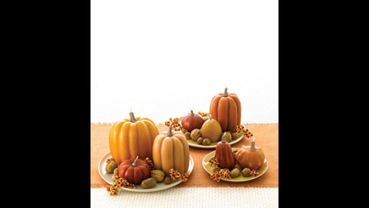 Pumpkin candles: <a href="http://www.marthastewart.com/271234/candles-take-shape-for-the-holidays?xsc=synd_cnn" target="_blank" target="_blank">Make your own</a> pumpkin-shaped candles.