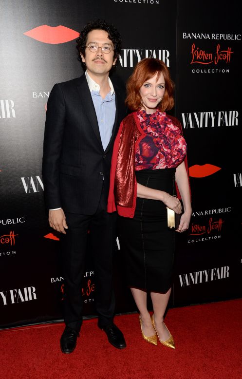 "Mad Men" star Christina Hendricks and husband Geoffrey Arend attend the launch of Banana Republic's L'Wren Scott collection on November 19. 