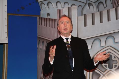 Eric Idle appears with his fellow Pythons at the Playhouse Theatre in London to announce a comeback concert. "We waited until demand died down" before returning, he joked.