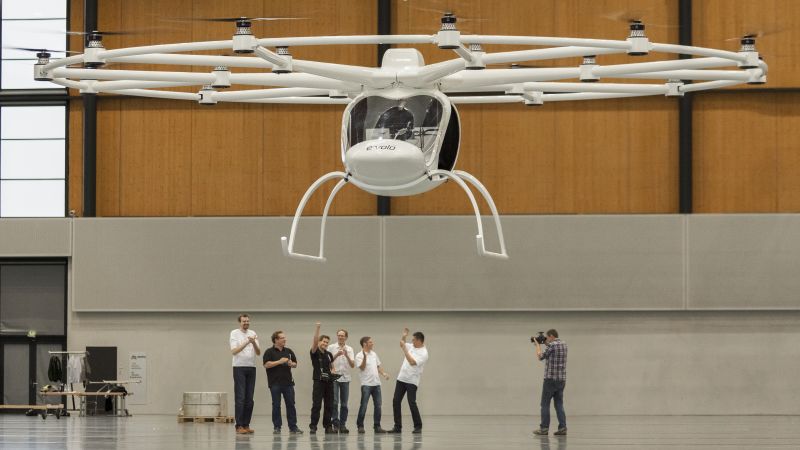 NextImg:Volocopter: 18-propeller electric helicopter takes flight | CNN Business