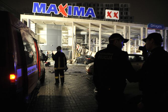 Dozens also were injured when the roof of the large grocery store in the Latvian capital collapsed.