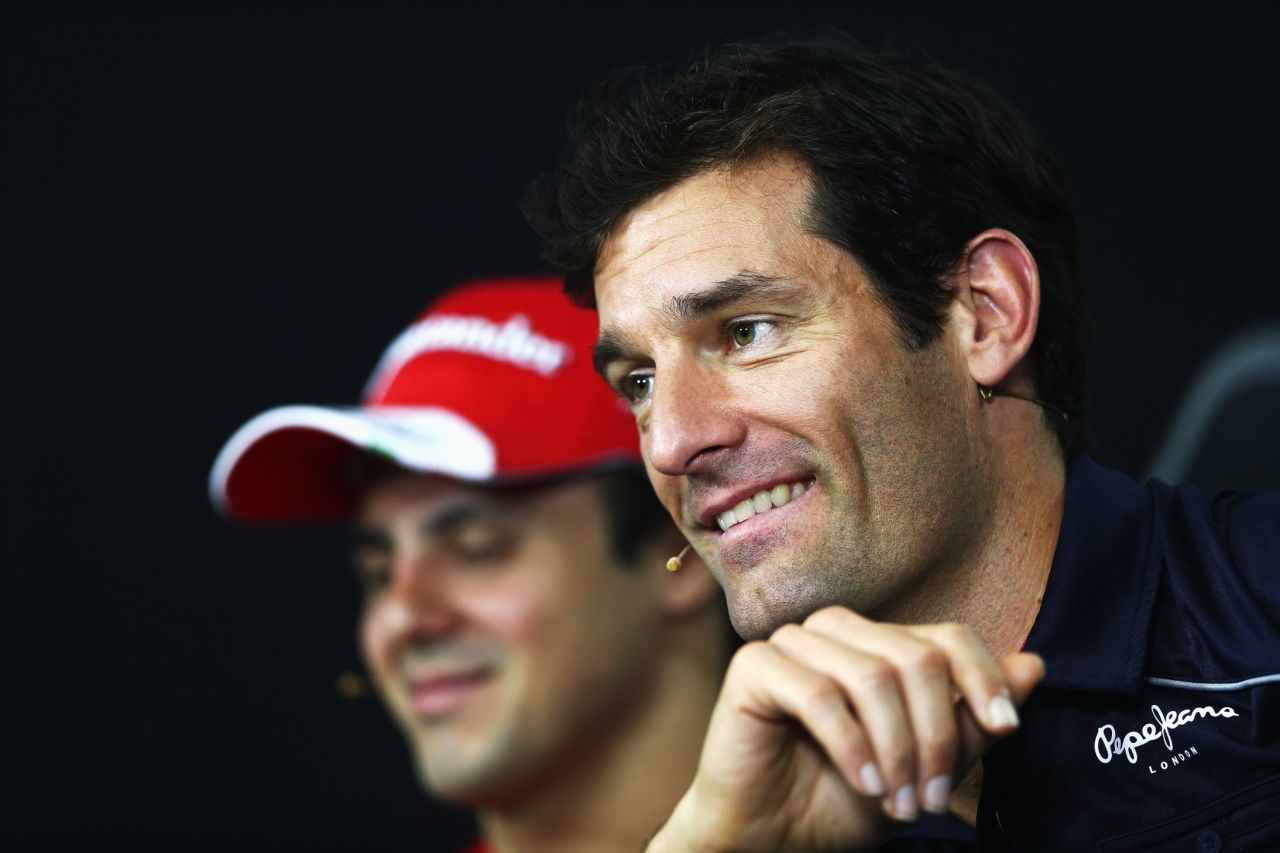 Mark Webber speaking to reporters in Sao Paulo ahead of his final Formula One race at the Brazilian Grand Prix on Sunday.  