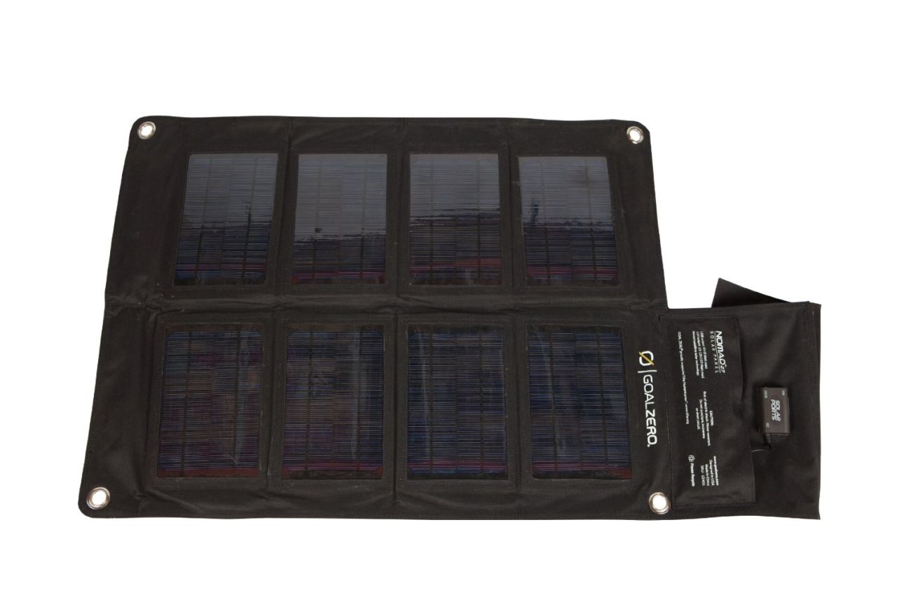 <strong>Goal Zero Nomad solar panels. </strong>Portable solar panels have become a mainstay of hikers and mountaineers, and Goal Zero offers a variety of sizes and wattages. The 20-watt model, for example, folds up small, weighs just 2½ pounds and is strong enough to power a laptop. (Batteries are required to store charges.) ($199)