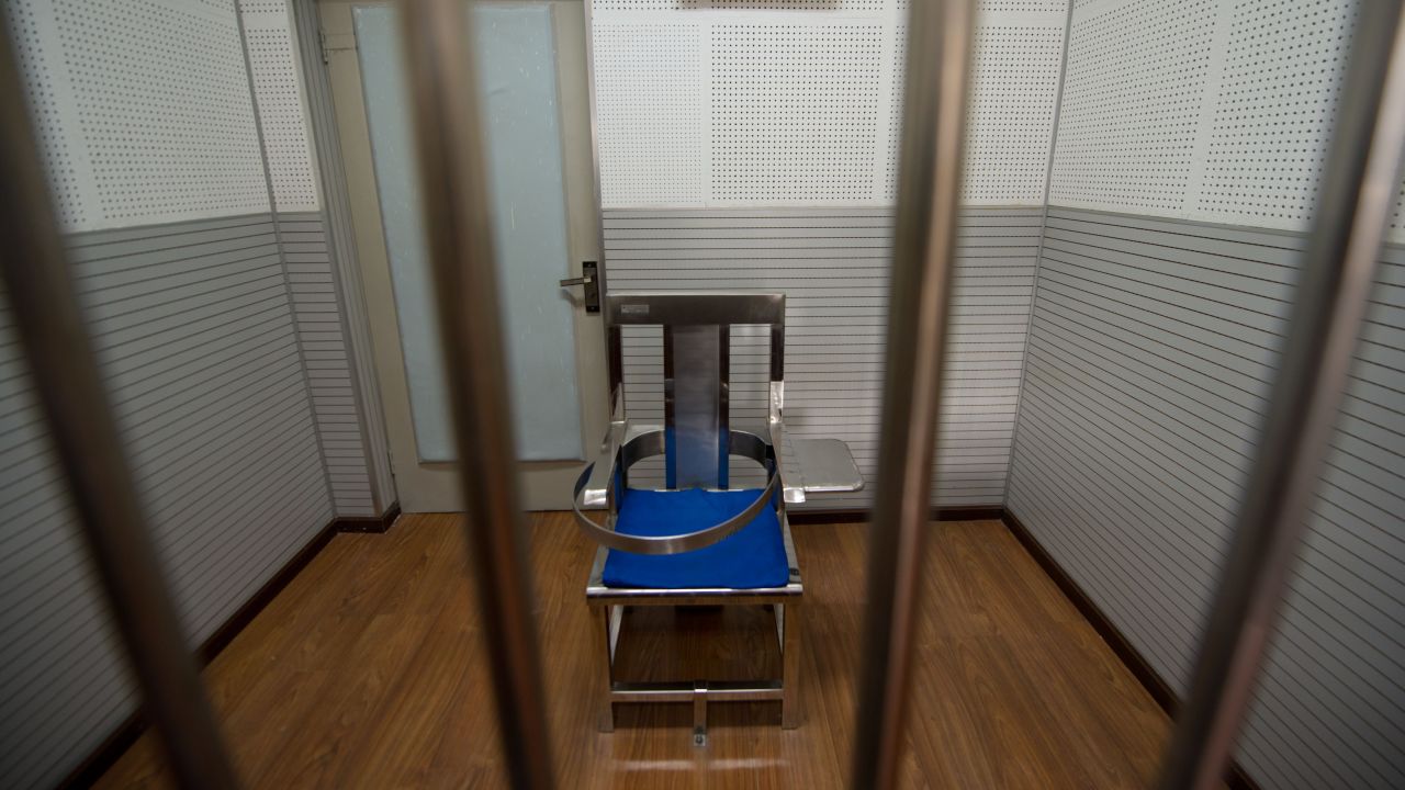 A restraining chair inside Beijing's No.1 Detention Center during a guided media tour on October 25, 2012.