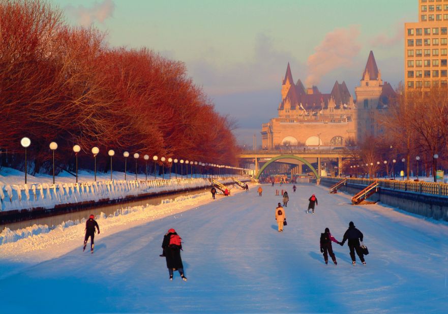 <strong>Ottawa, Canada: </strong>The city has the world's largest natural ice rink -- the Rideau Canal. Crowds of commuters and students skate to work and school during rush hour. Yes, it's a legitimate mode of transit in Canada.