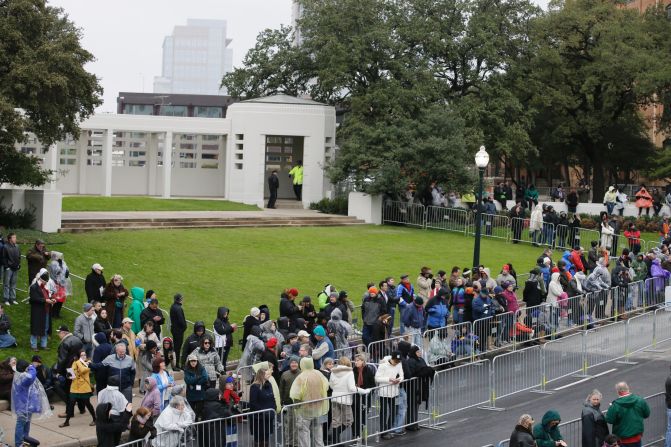 A crowd gathers before the Dealey Plaza ceremony.