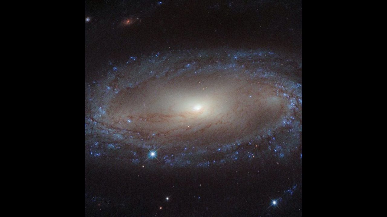 A view of spiral galaxy IC 2560 captured from the Hubble Space Telescope. 