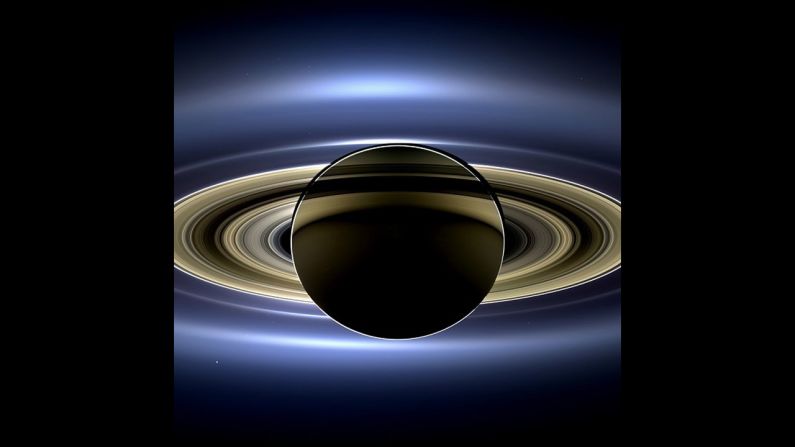 This one went viral too: <a href="index.php?page=&url=http%3A%2F%2Fwww.cnn.com%2F2013%2F11%2F13%2Fus%2Fnasa-saturn-earth-picture%2F">a new view of Saturn</a> taken by NASA's Cassini spacecraft. It's a natural color image that shows the view as it would be seen by a human observer.