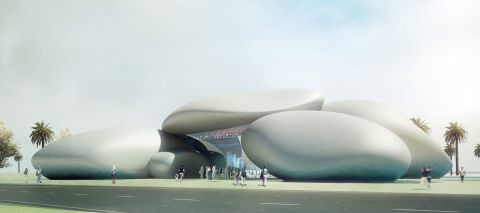 The Batumi Aquarium in the seaside city of Batumi, Georgia, is inspired by pebbles that wash out on its beaches. The structure, which resembles a rock formation, is due for completion in 2015 and will be visible from both land and sea. 