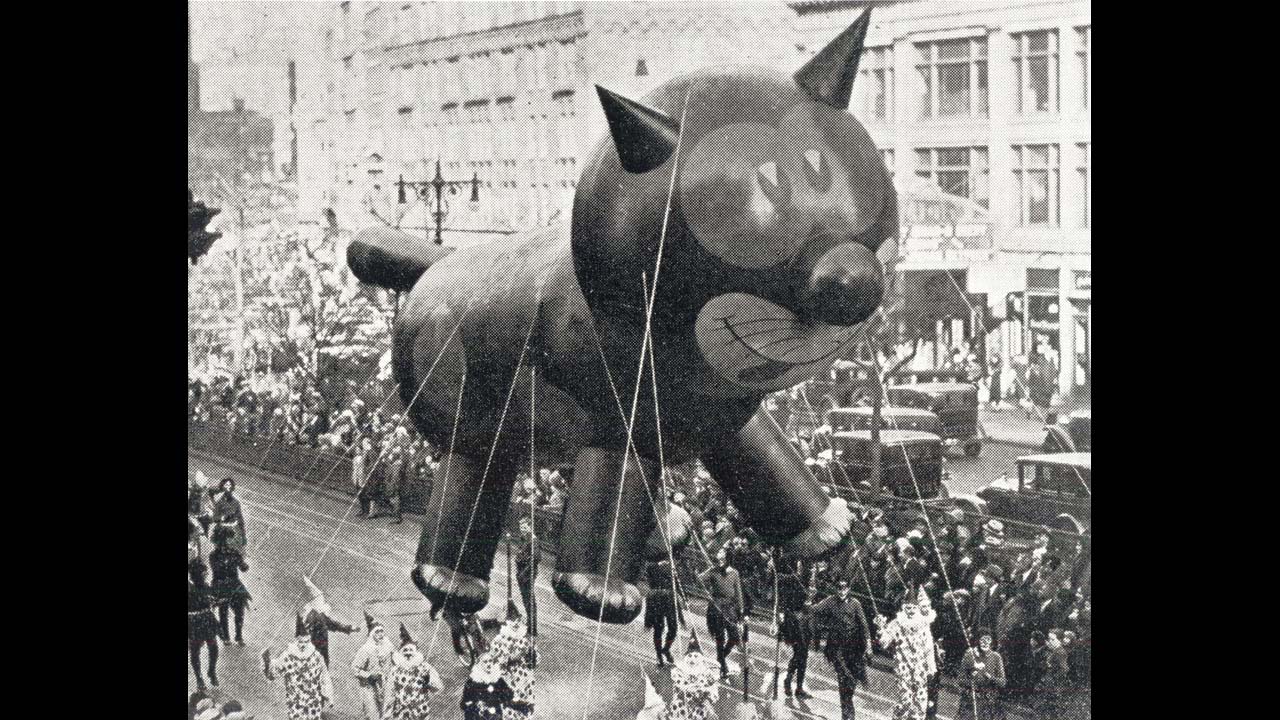 Felix the Cat was one of the first giant balloons to appear in the <a href="http://social.macys.com/parade/?cm_mmc=VanityUrl-_-parade-_-n-_-n#/home" target="_blank" target="_blank">Macy's Thanksgiving Day Parade.</a> The parade in New York City, as much a holiday tradition as turkey, football and dinner-table debates, started in 1924. Balloons first appeared in 1927, replacing live animals from the Central Park Zoo.