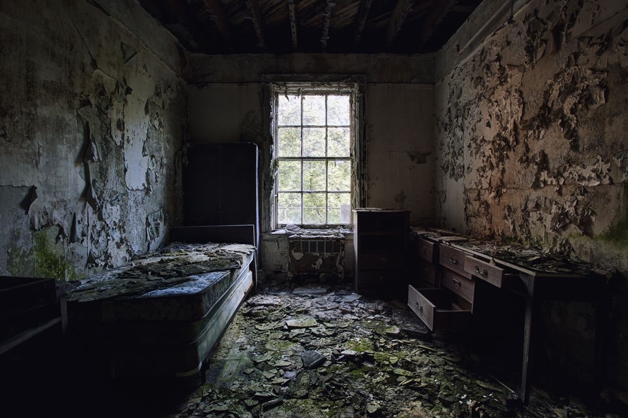 They explored parts of central New York state, where they found this room with a view in an abandoned Masonic lodge.