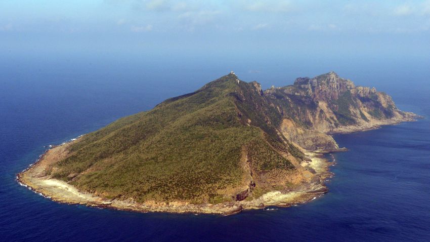 An ariel photo shows Uotsuri Island, one of the disputed Senkaku Islands on September 7.