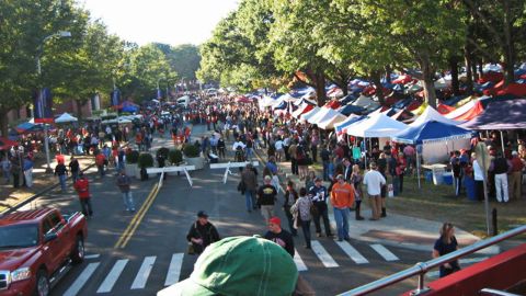 The tailgating scene on University Avenue on the Ole Miss campus.