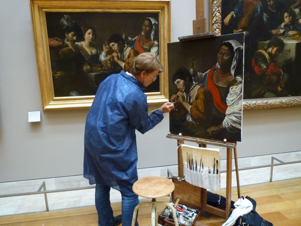 Frenchwoman Sigrid Avrillier is just one of 150 copyists who paints versions of the Louvre's masterpieces. The tradition dates back to the 1700s, and today there is a one-year waiting list to join.