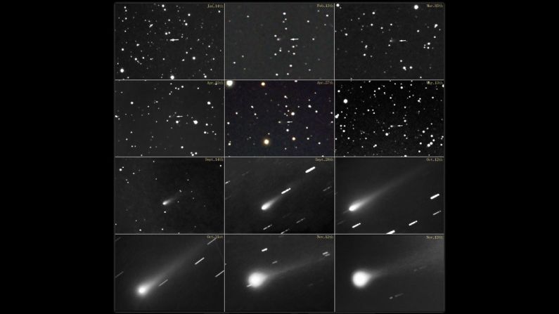 A series of photos shows how Comet ISON changed its appearance as it approached the sun.