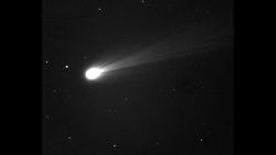 Comet ISON shines brightly in this image taken on the morning of 19 Nov. 2013. This is a 10-second exposure taken with the Marshall Space Flight Center 20" telescope in New Mexico. The camera there is black and white, but the smaller field of view allows for a better "zoom in" on the comet's coma, which is essentially the head of the comet.