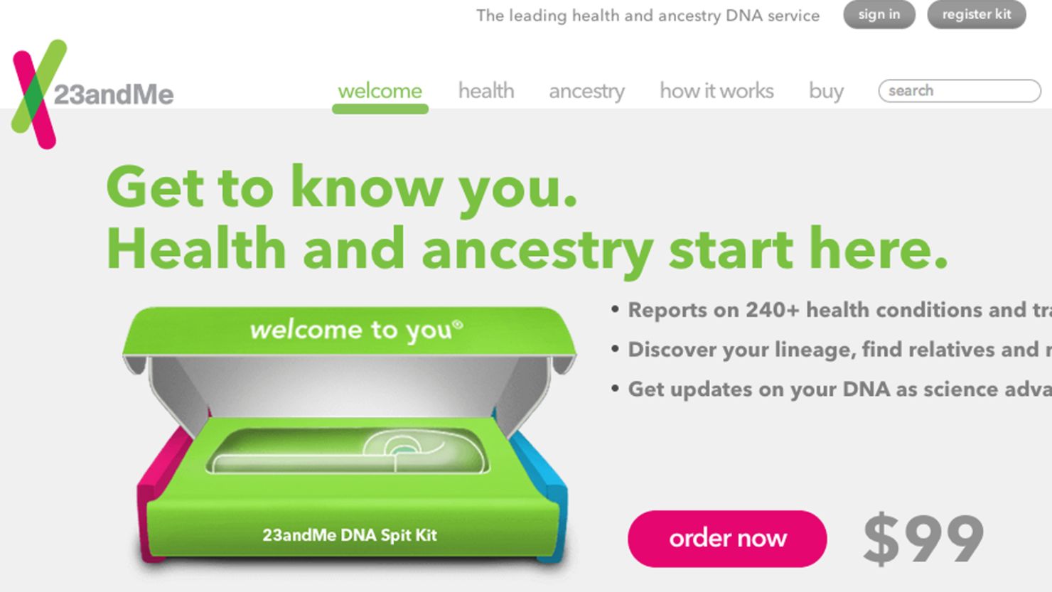 23andMe Health + Ancestry Service Personal Genetic DNA Test 11/2023