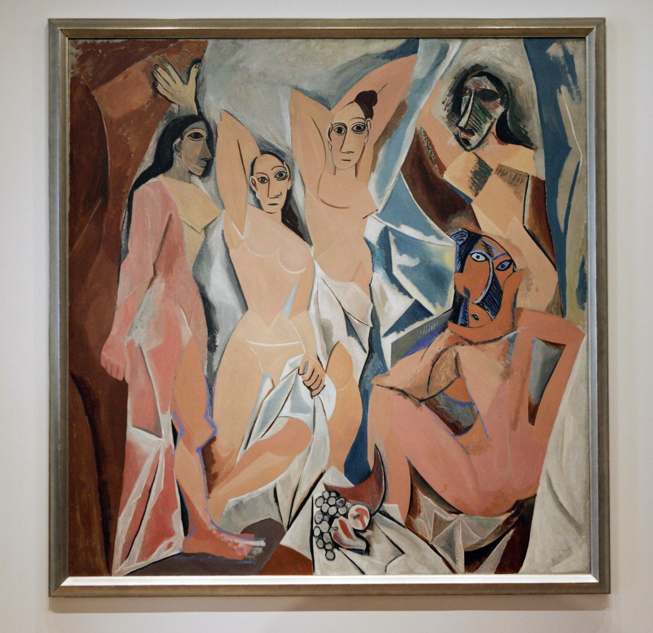 Pablo Picasso's "Les Demoiselles d'Avignon" (1907) depicts five naked prostitutes.