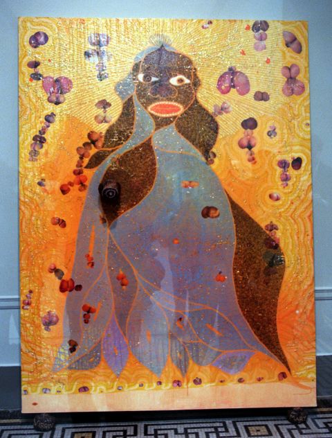 <em>The Holy Virgin Mary (1996), Chris Ofili</em><br /><br />Chris Ofili's "The Holy Virgin Mary," a Black Madonna surrounded by cut-outs from pornographic magazines and elephant dung, was met with similar outrage, including the public scorn of former mayor of New York City Rudy Giuliani and former U.S. Secretary of State Hillary Clinton, when it won the 1998 Turner Prize. What was seen as simply another blasphemous attempt at provocation was actually a harsh look at the degradation of black women in modern society. (Like Serrano, he was also inspired by Christianity, having been raised in a religious household himself.) <br /><br />What sets Turner-related controversy apart is the positive financial impact it can have on an artist's career, thanks to the award's lofty reputation in the art world. "However much they're getting (as a prize) is a drop in the ocean compared to the money that they're set to make after that," says Alexandra Kokoli, a senior lecturer on visual culture for fine arts at Middlesex University in London. "It definitely guarantees them far greater cachet and better prices at auction, whether they're interested in that or not." 