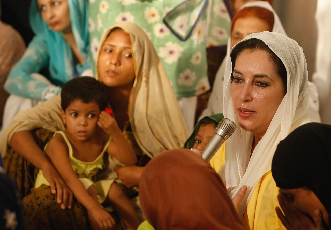 Family and friends of the victims from the October 2007 bombing meet with Bhutto during a prayer service at her house in Karachi.