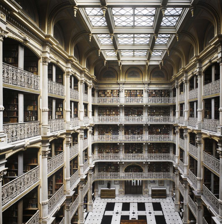 <em>The Peabody Library, Baltimore, U.S.</em><br /><br /><strong>Will Pryce</strong>: "This is an extraordinary space, a temple to the industrial age which creates an almost cathedral-like effect. There are thousands of books wherever you look and gorgeous ornate balustrades. Despite all the classical details it's actually made of iron and spans the weight of this huge library above the concert hall below."<br />