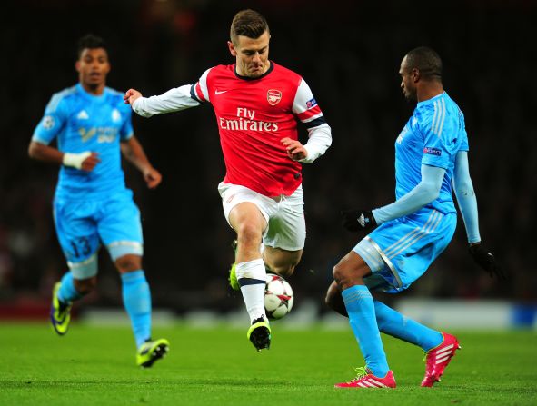Arsenal midfielder Jack Wilshere scored two goals for Arsenal in their victory over French side Marseille at the Emirates Stadium in Tuesday's Group F match.
