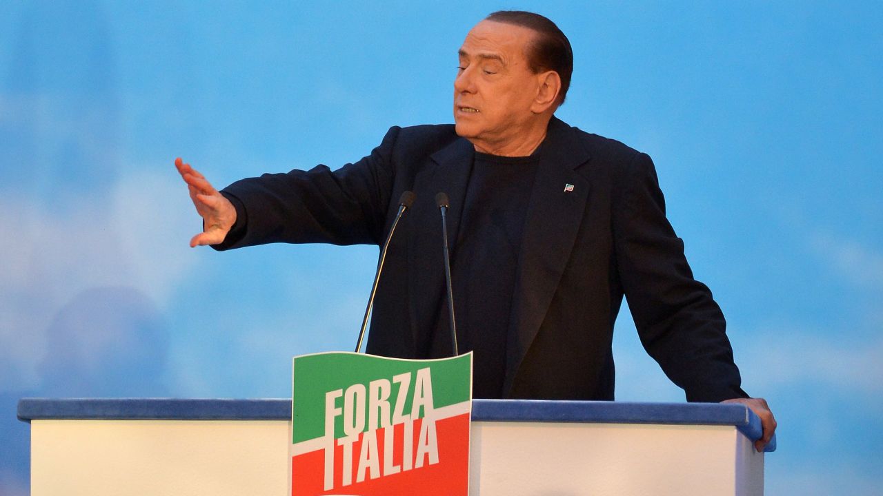 Berlusconi giving a speech in 2013, the year he was found guilty of abuse of power.