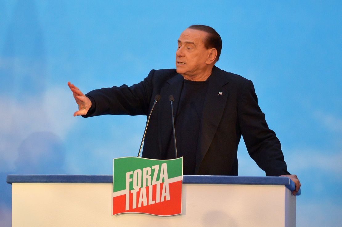 Berlusconi giving a speech in 2013, the year he was found guilty of abuse of power.