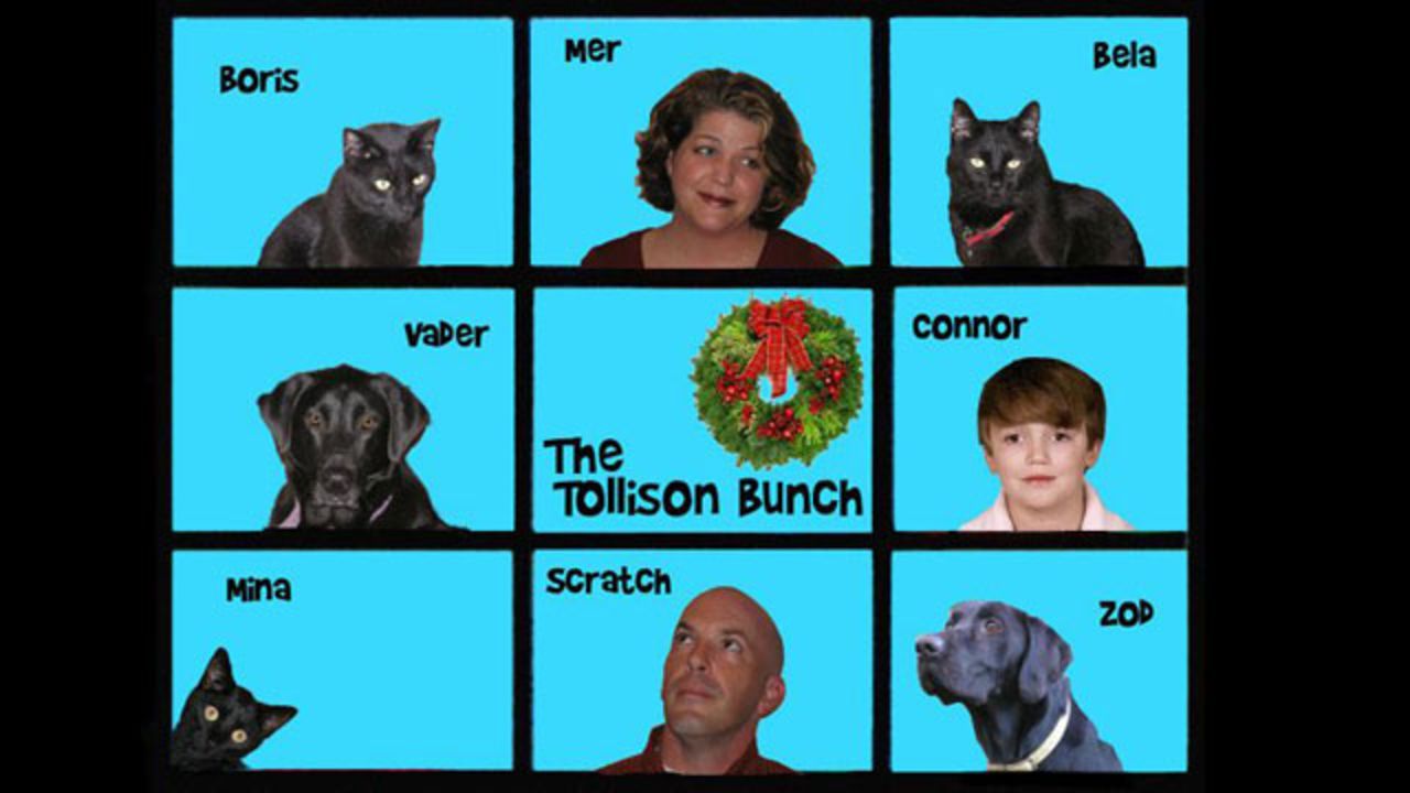 La primera solución en PhotoShop de Meredith Tollison para la tarjeta navideña en la que aparece la "familia feliz". 