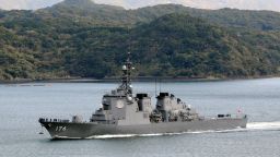 This picture taken on December 6, 2012 shows Japanese Maritime Self-Defense Force's Aegis-equipped destroyer "Chokai: at Sasebo in Nagasaki prefecture, Japan's southern island of Kyushu. Japan is considering boosting its fleet of Aegis-equipped destroyers from six to eight to counter threats from North Korean missile development and tensions with China over territory, a daily reported on November 6, 2013. AFP PHOTO / JIJI PRESS JAPAN OUTJIJI PRESS/AFP/Getty Images