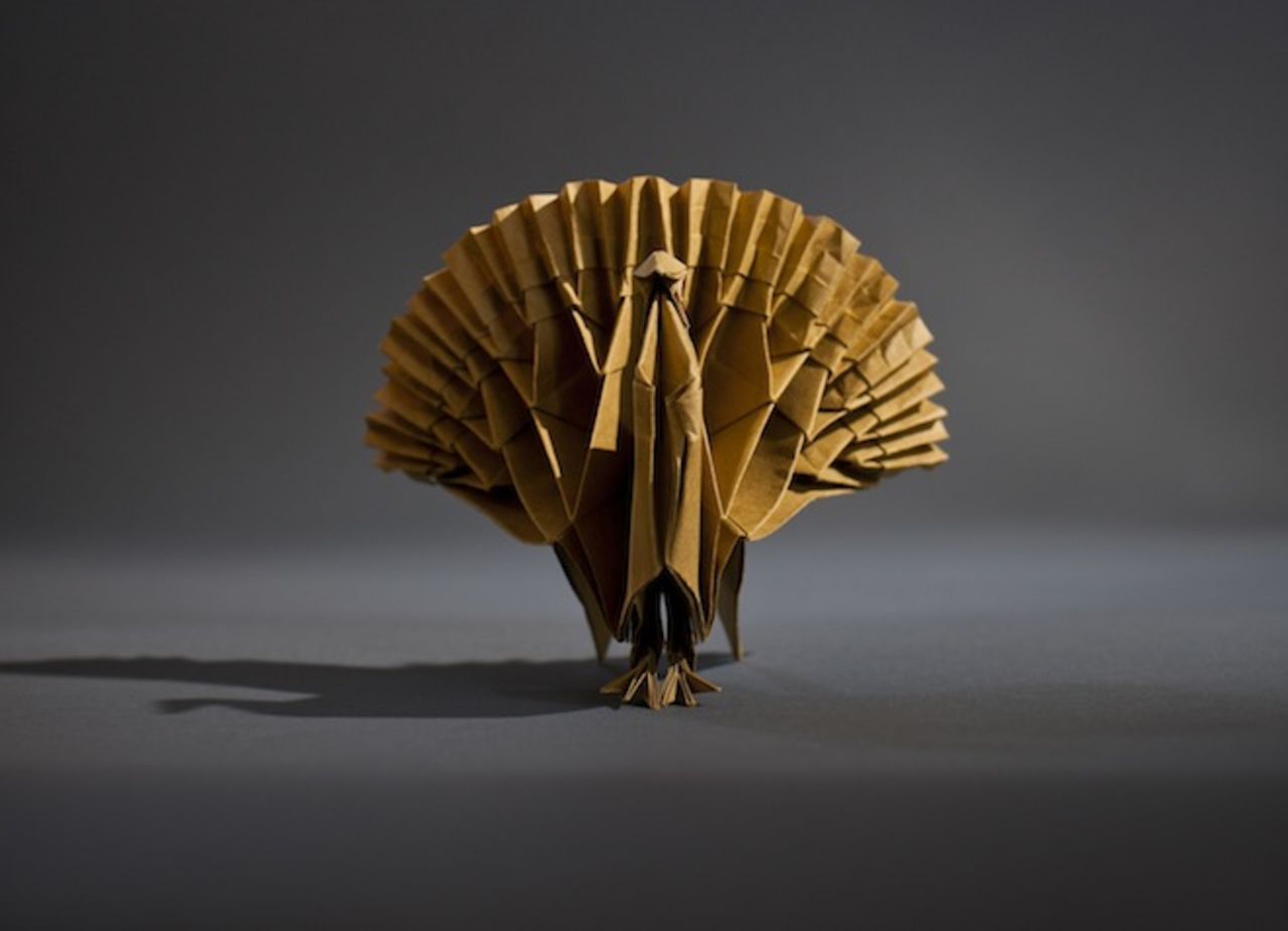 This particular model of a turkey was one of the more challenging shapes and took around  four hours to fold. 