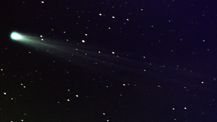 Comet ISON shows off its tail in this three-minute exposure taken on Nov. 19, 2013 at 6:10 a.m. EST, using a 14-inch telescope located at the Marshall Space Flight Center. The comet is just nine days away from its close encounter with the sun; hopefully it will survive to put on a nice show during the first week of December. The star images are trailed because the telescope is tracking on the comet, which is now exhibiting obvious motion with respect to the background stars over a period of minutes.