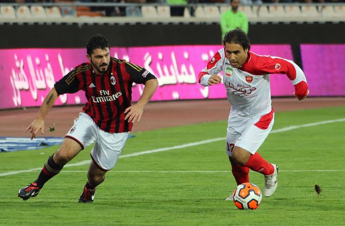 The 36-year-old played more than 100 times for his country and spent eight years at German club Hamburg. He is seen (right) here with Gennaro Gattuso, who won the World Cup with Italy in 2006 and the European Champions League twice with Milan. 