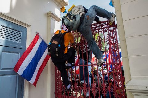 Anti-government protesters occupied the army headquarters on November 29, 2013 in Bangkok, Thailand, despite calls from the country's prime minister for protesters to cease their sustained demonstrations and negotiate an end to the nation's latest crisis.