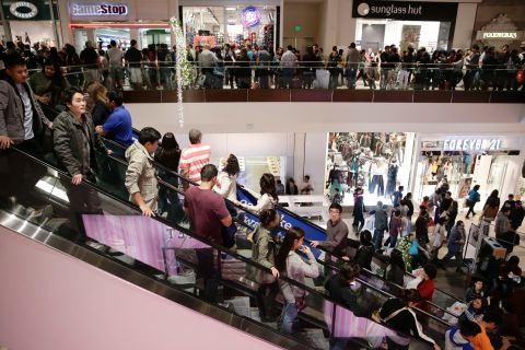 People in Brea, California, shop in Brea Mall on Black Friday.